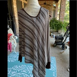 Isela Brown and cream Diagonal sweater shirt, size L